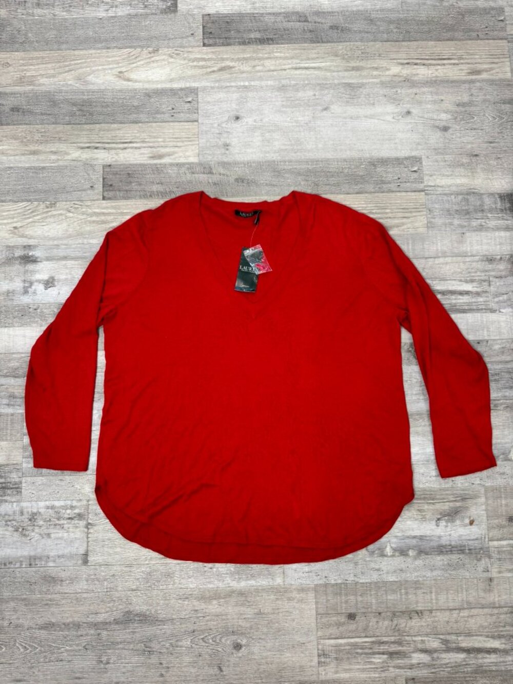 Lauren Ralph Lauren NWT red V-neck silk blend pullover sweater size 3X A16